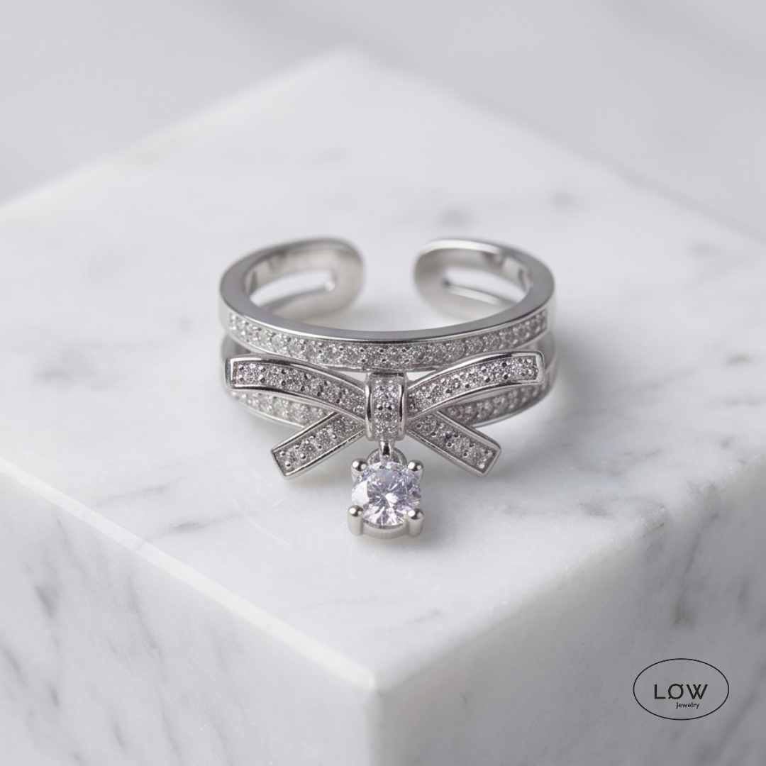 Bow Charm Open Ring – charms ring, justerbar ring LØW Jewelry