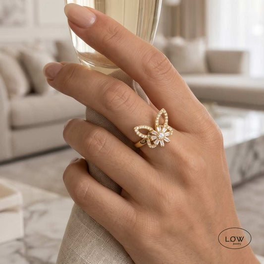 Butterfly Spinner Ring Gold fra LØW Jewelry fidget stress ring