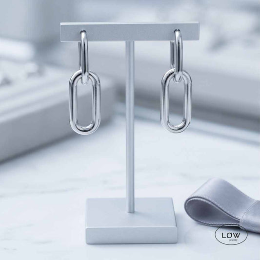 Chain Link Hoop Earrings Silver fra LØW Jewelry