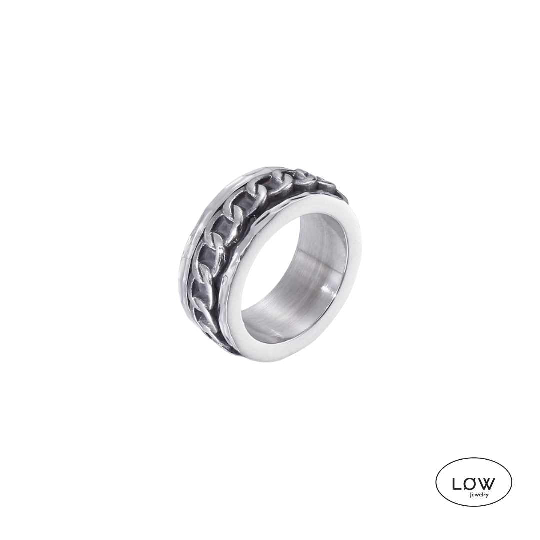 Chain Spinner Ring – Stainless Steel. fidget stressring med chain. unisex.
