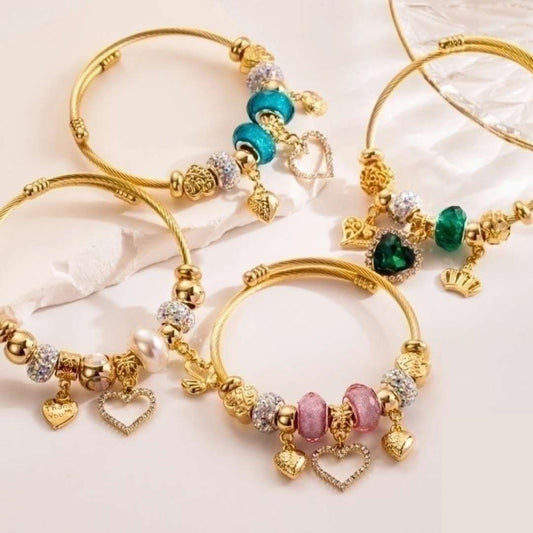 Charmsarmbåd komplett charms armbånd fra LØW Jewelry. Steinless steel.