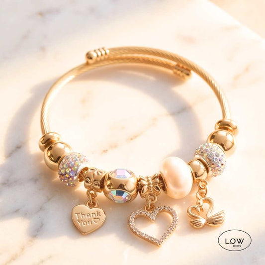 Charms armbånd LØW Jewelry ferdig fylt white swan