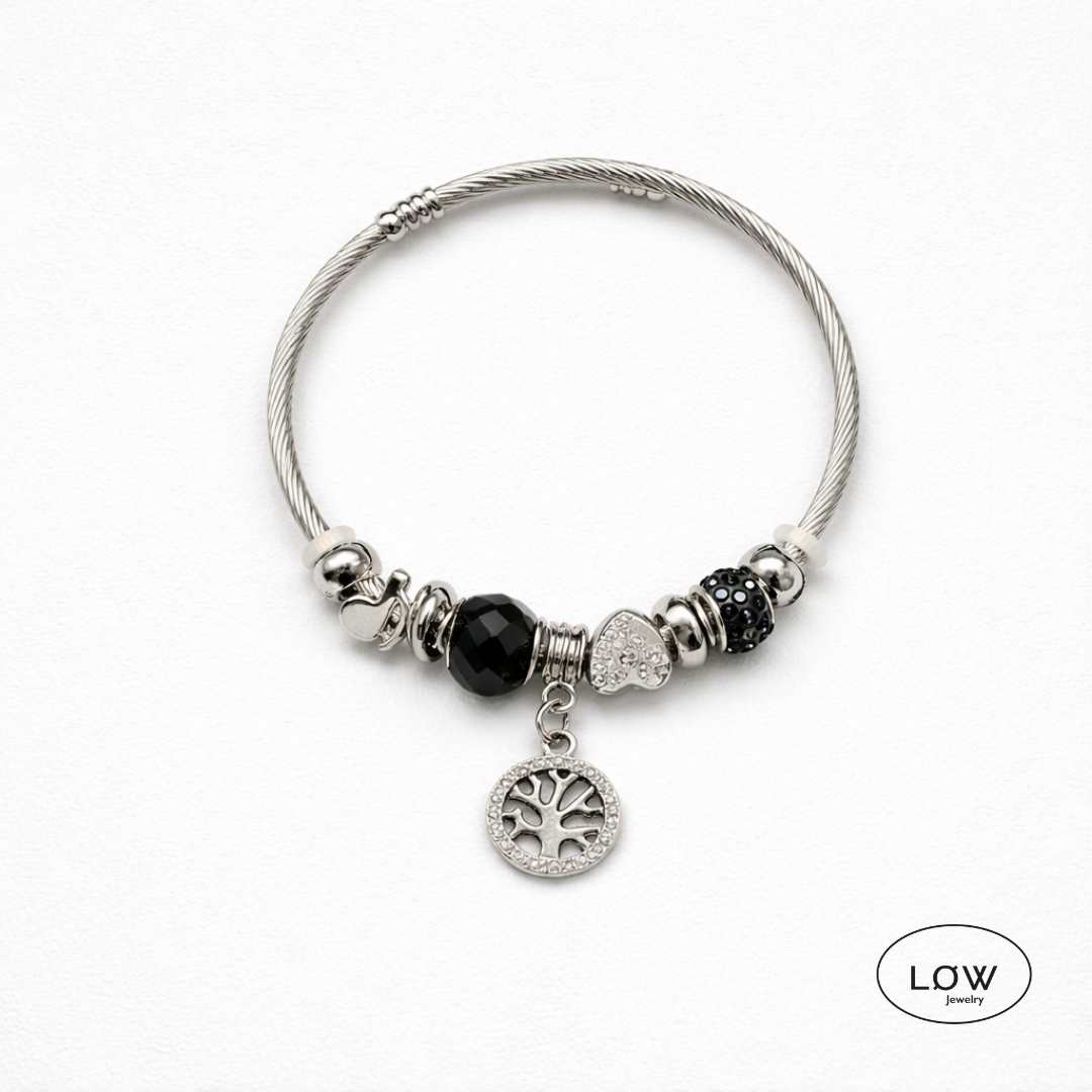 Charms armbånd Tree of Life svart ferdig utfylr LØW Jewelry