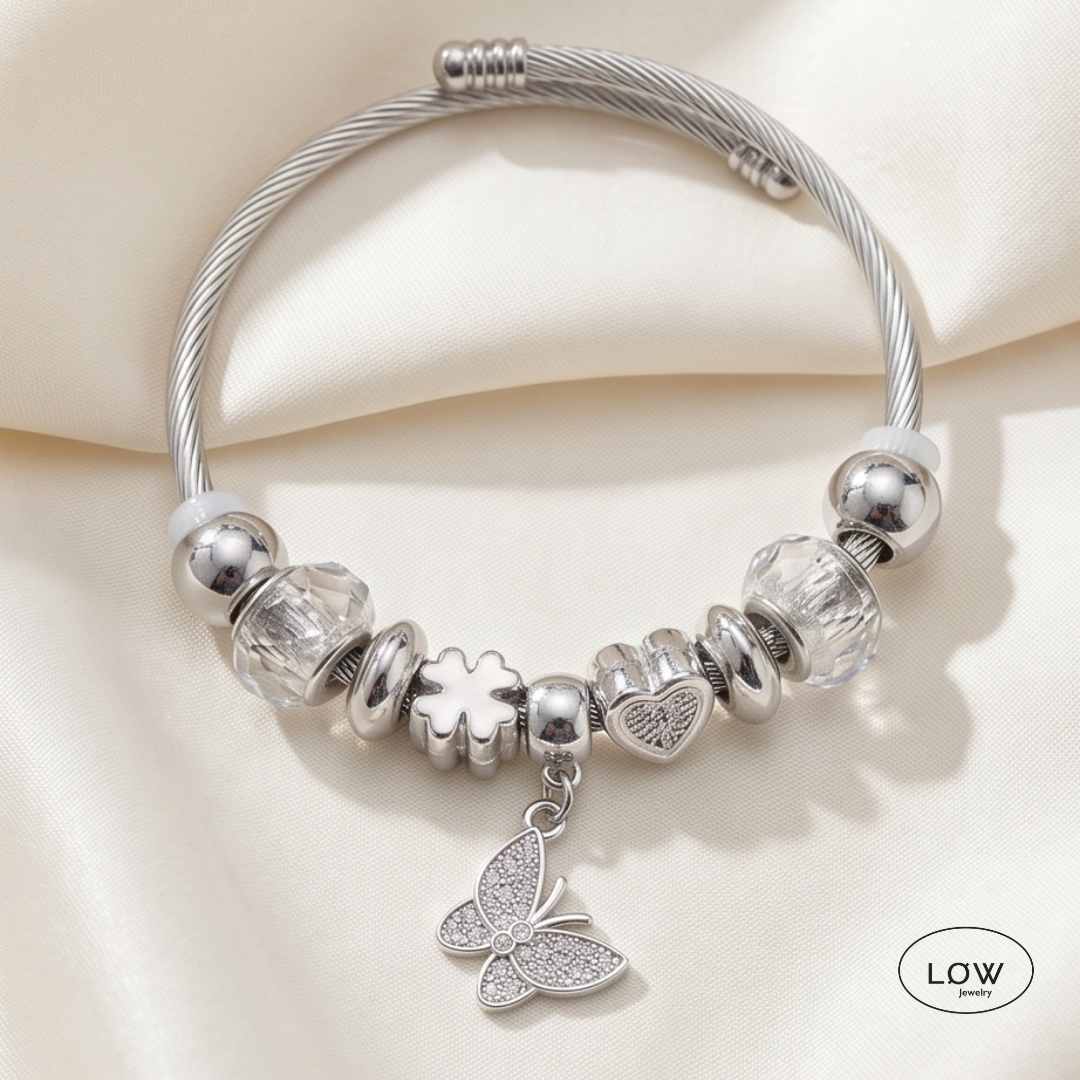 Charms armbånd butterfly clear charmsarmbånd ferdig fylt LØW Jewelry