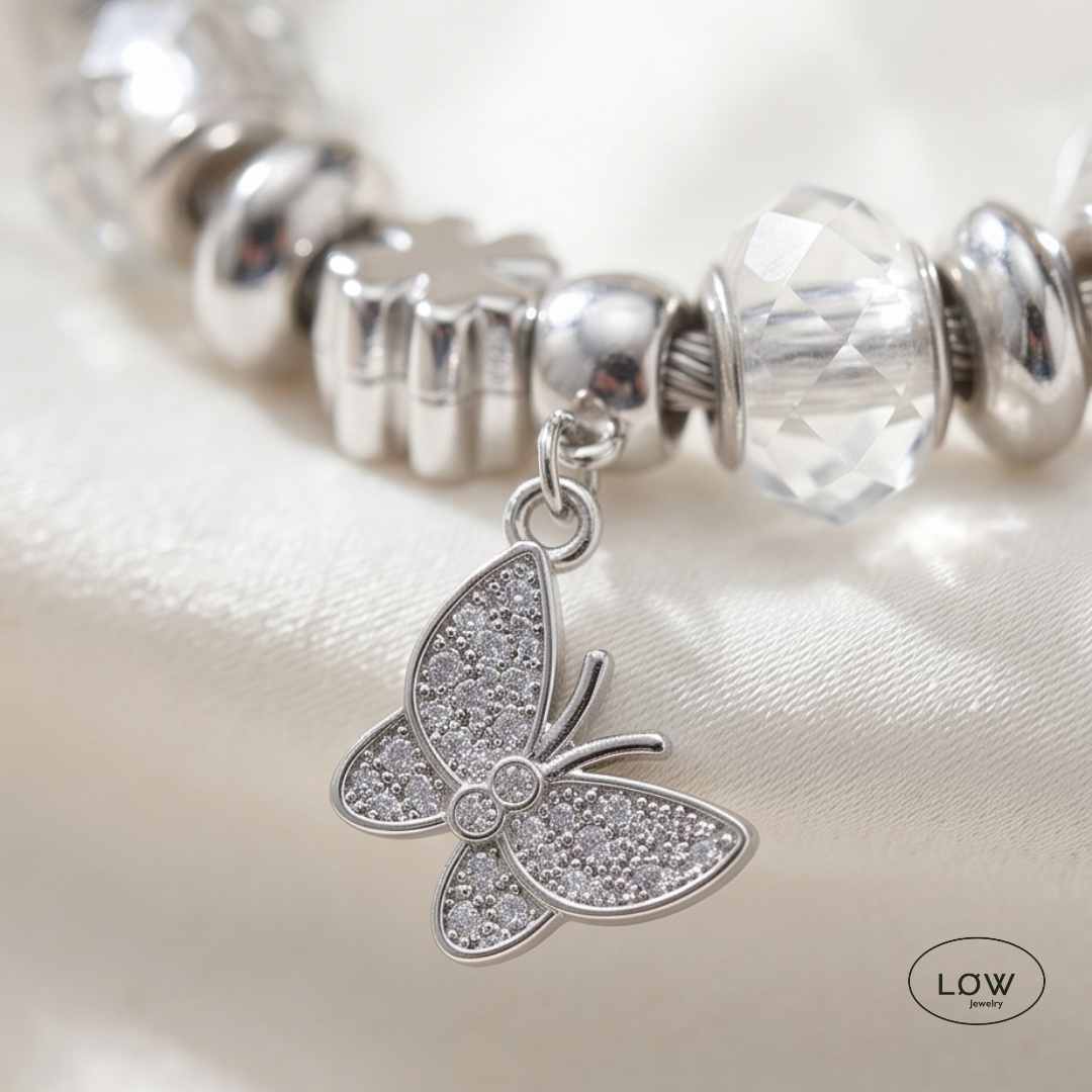 Charms armbånd butterfly clear charmsarmbånd ferdig fylt LØW Jewelry