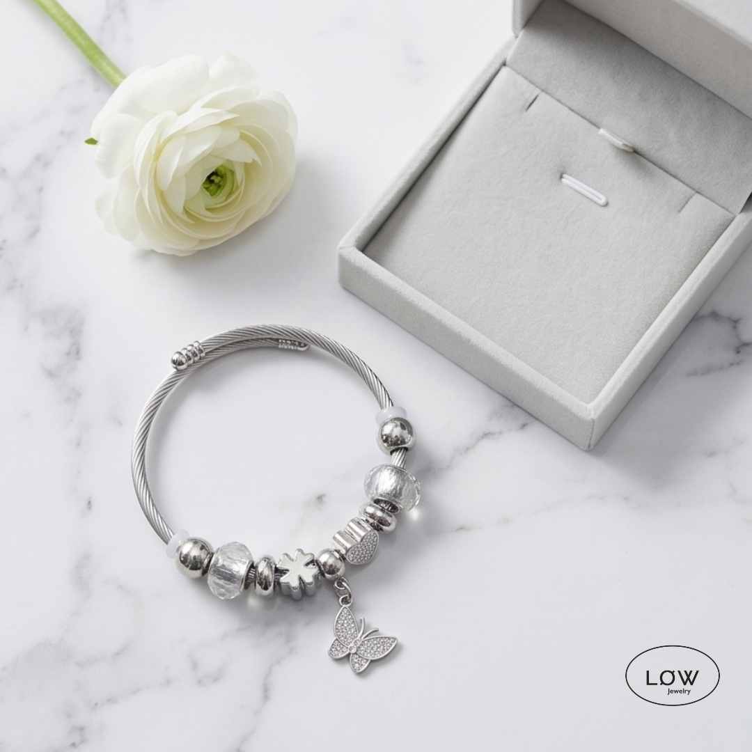 Charms armbånd butterfly clear charmsarmbånd ferdig fylt LØW Jewelry