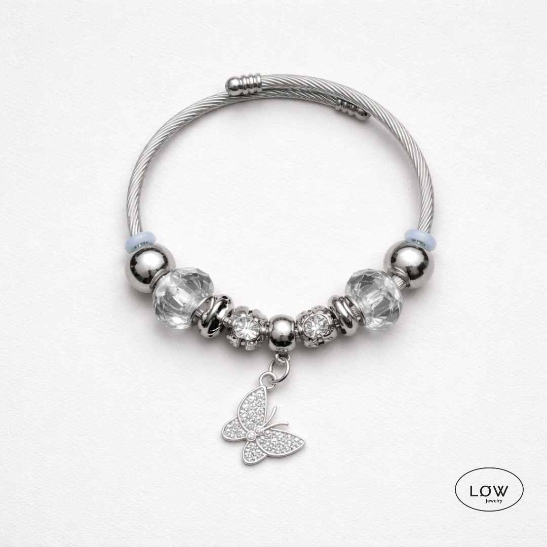 Charms armbånd butterfly clear charmsarmbånd ferdig fylt LØW Jewelry