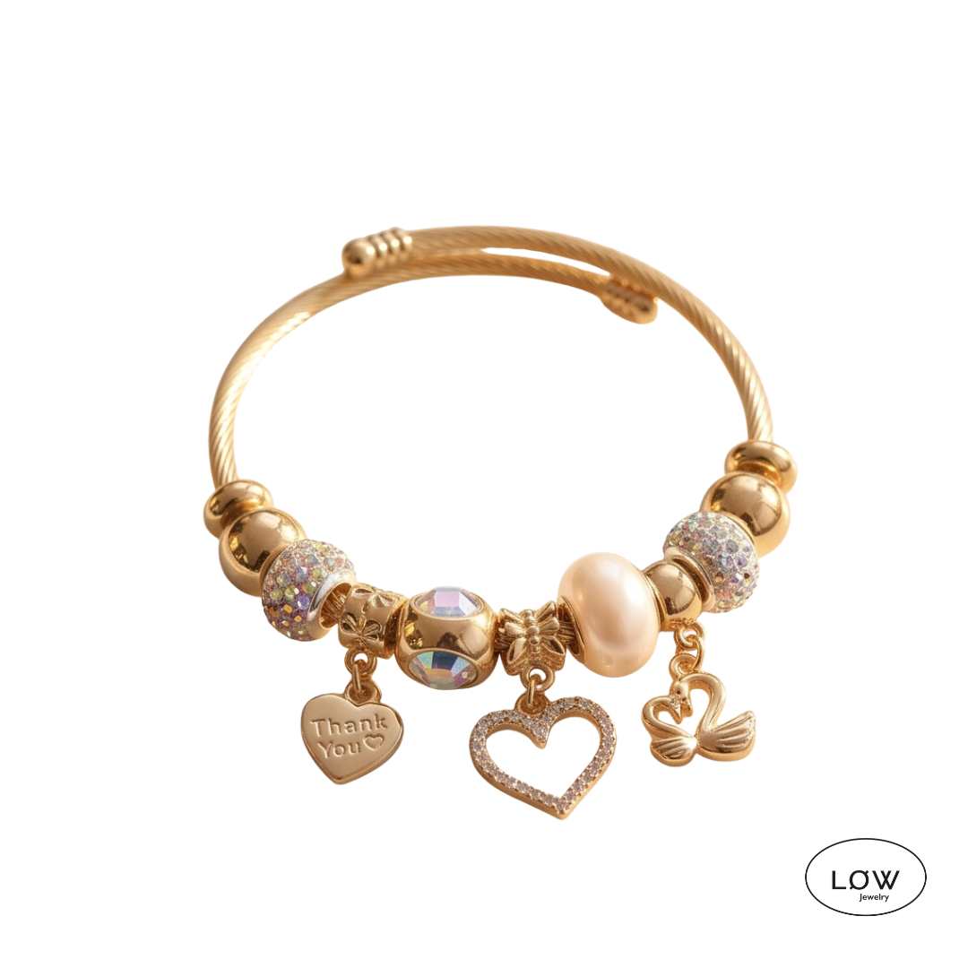 charms armbånd white swan ferdig fylt LØW Jewelry
