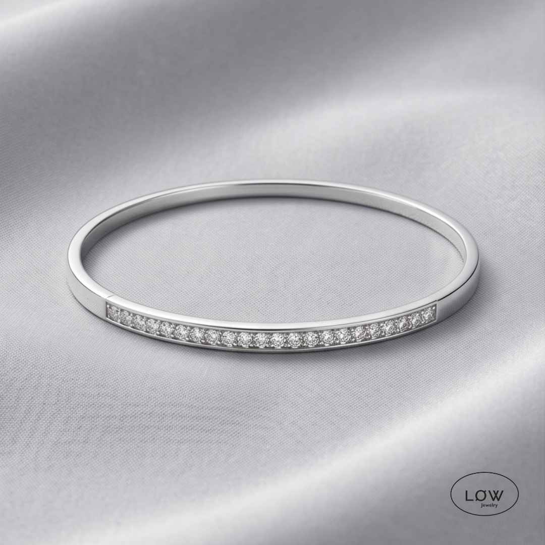 Classic Zircon Click Bracelet Silver fra LØW Jewelry armbånd armring sølvfarget
