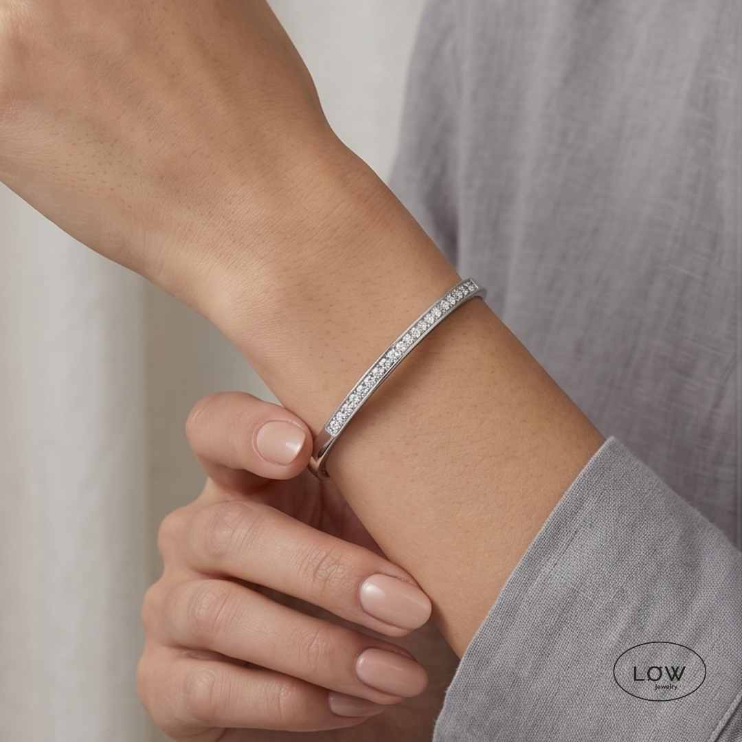 Classic Zircon Click Bracelet Silver fra LØW Jewelry armbånd armring sølvfarget