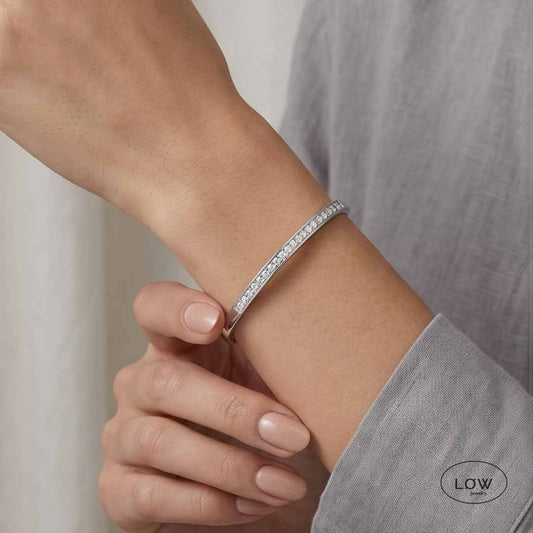 Classic Zircon Click Bracelet Silver fra LØW Jewelry armbånd armring sølvfarget
