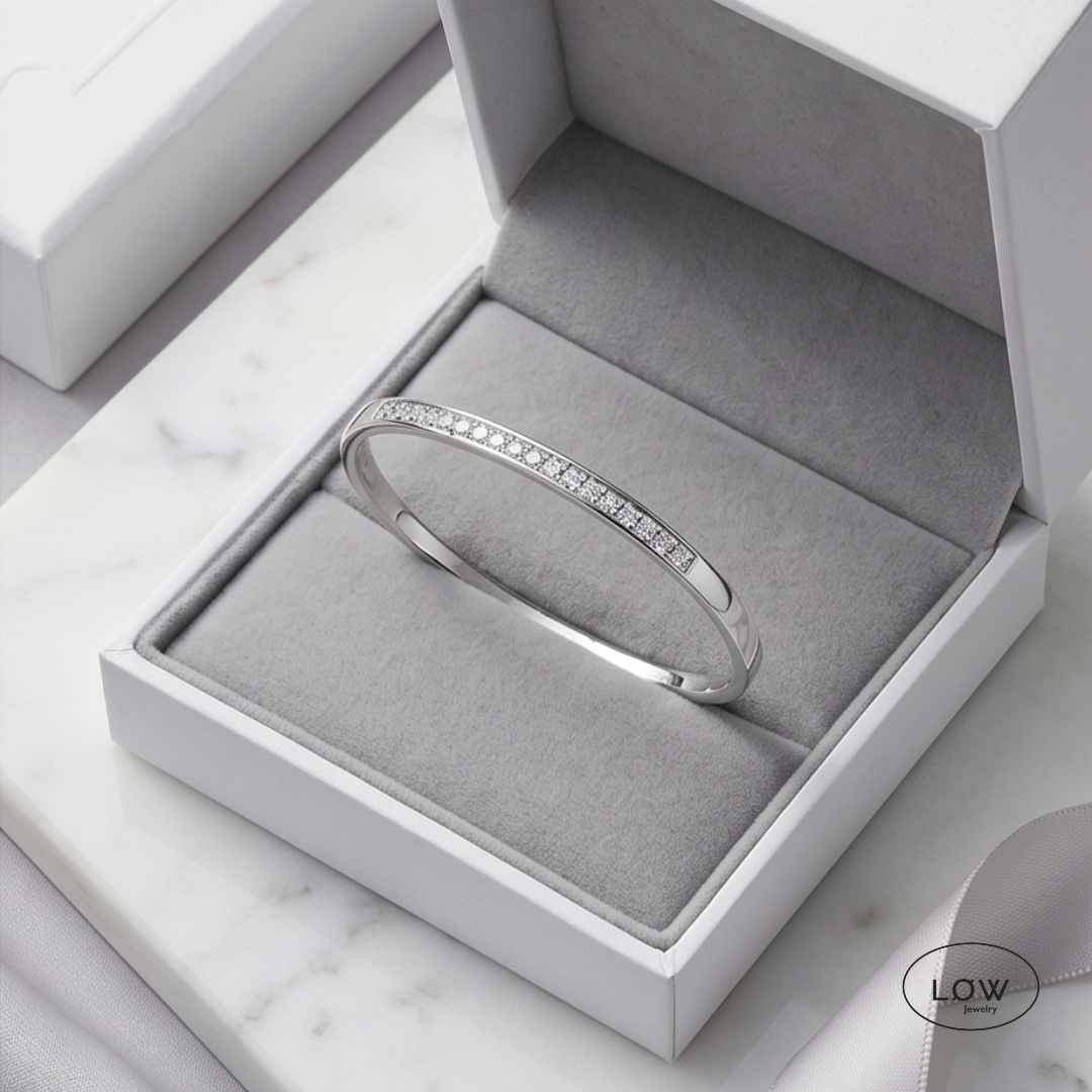 Classic Zircon Click Bracelet Silver fra LØW Jewelry armbånd armring sølvfarget