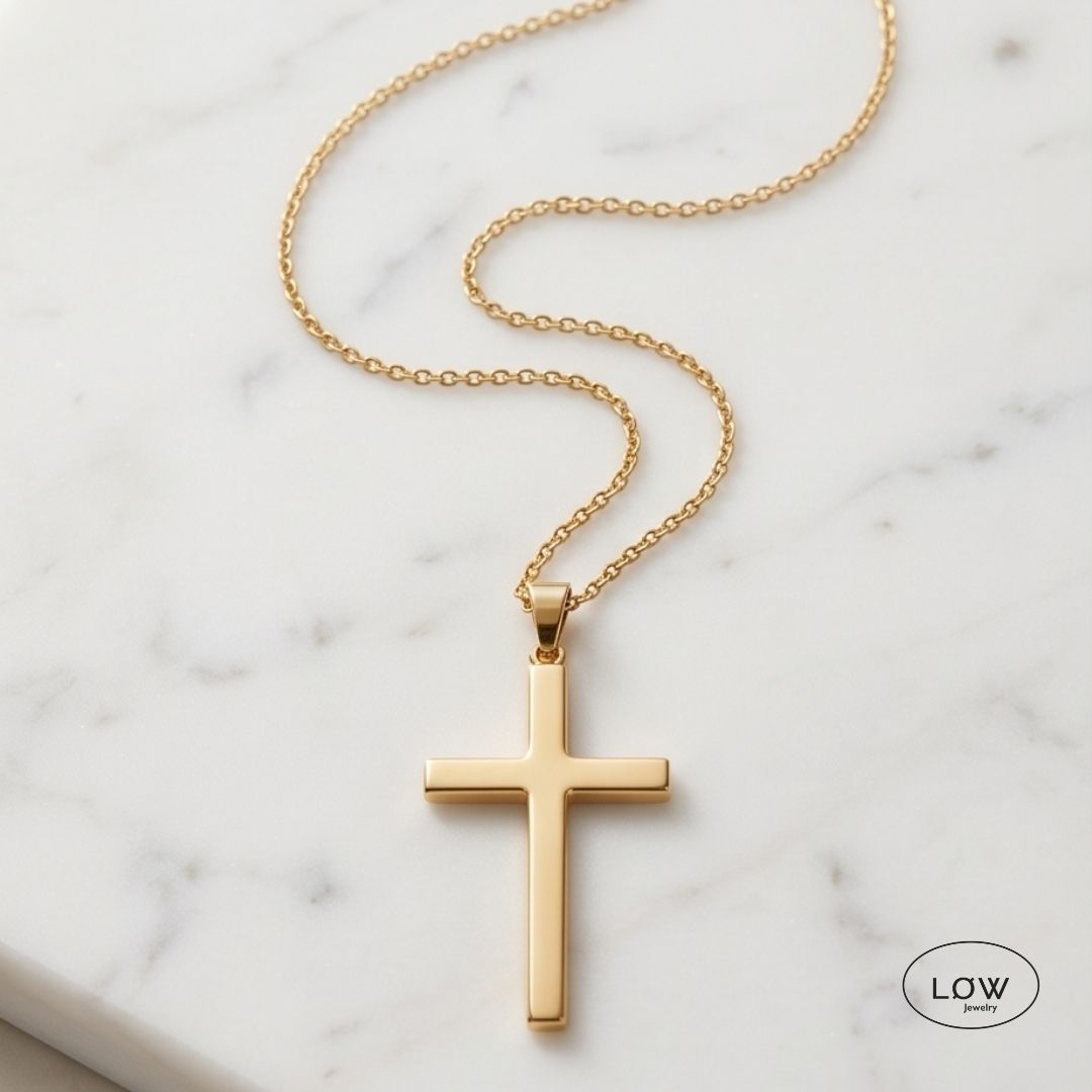 Classic Cross Necklace – Stainless Steel fra LØW Jewelry halssmukke herre unisex