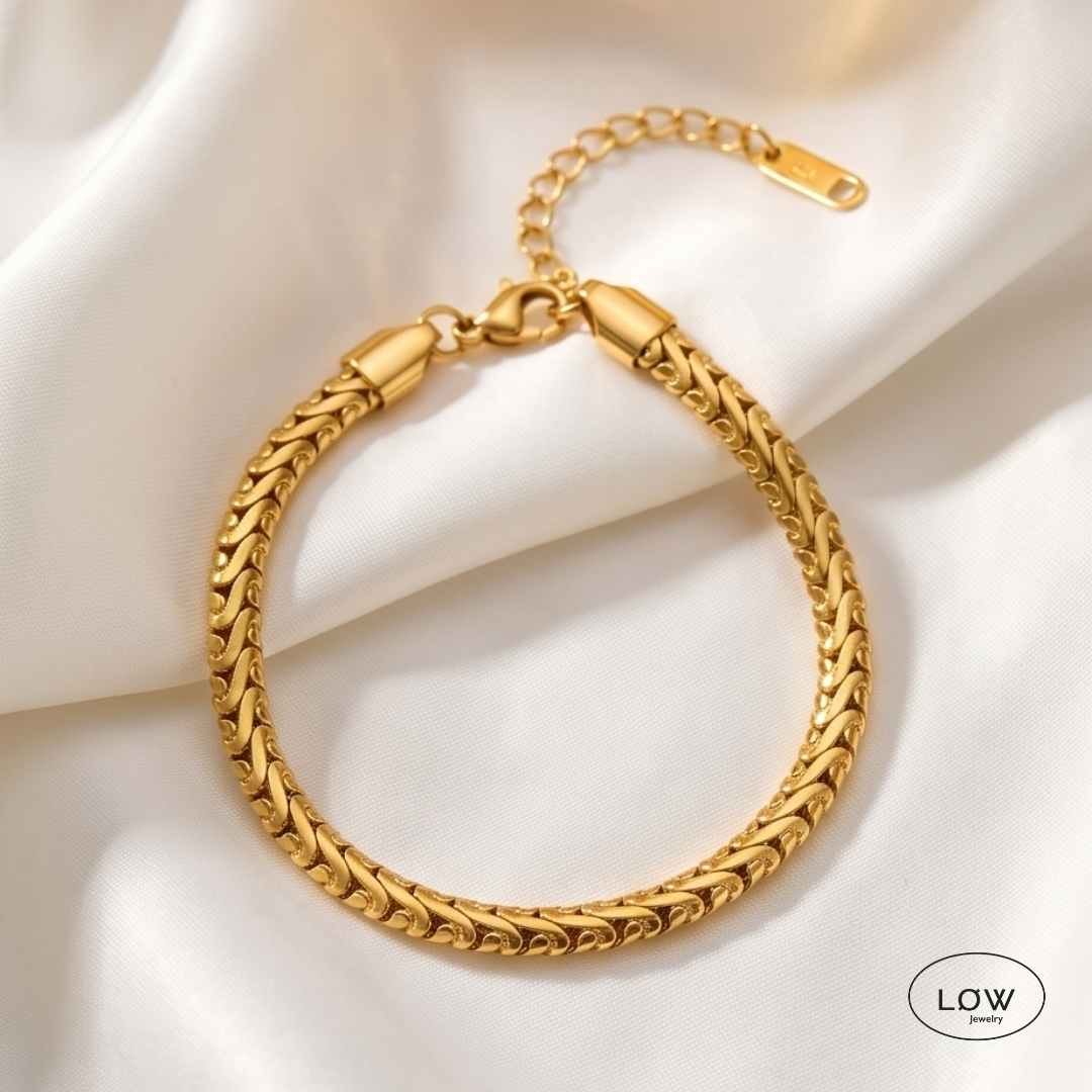 Armbånd Classic Flat Chain Bracelet Rustfritt stål belagt med 18K gull LØW Jewelry