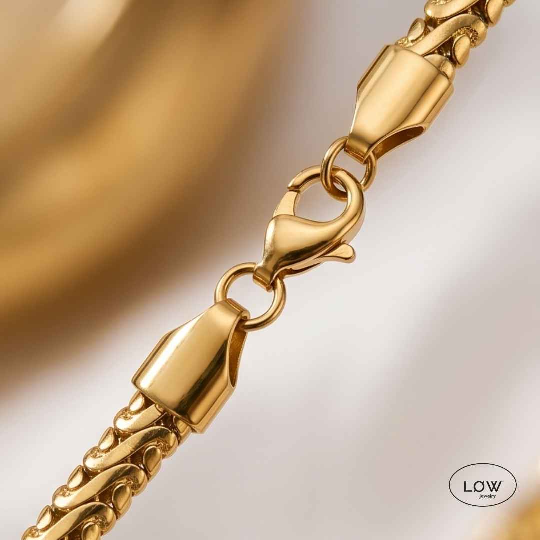 Armbånd Classic Flat Chain Bracelet Rustfritt stål belagt med 18K gull LØW Jewelry