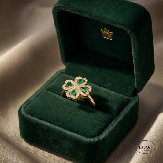 Clover Zircon Spinner Ring Gold fra LØW Jewelry fidget stress oprn ring justerbar