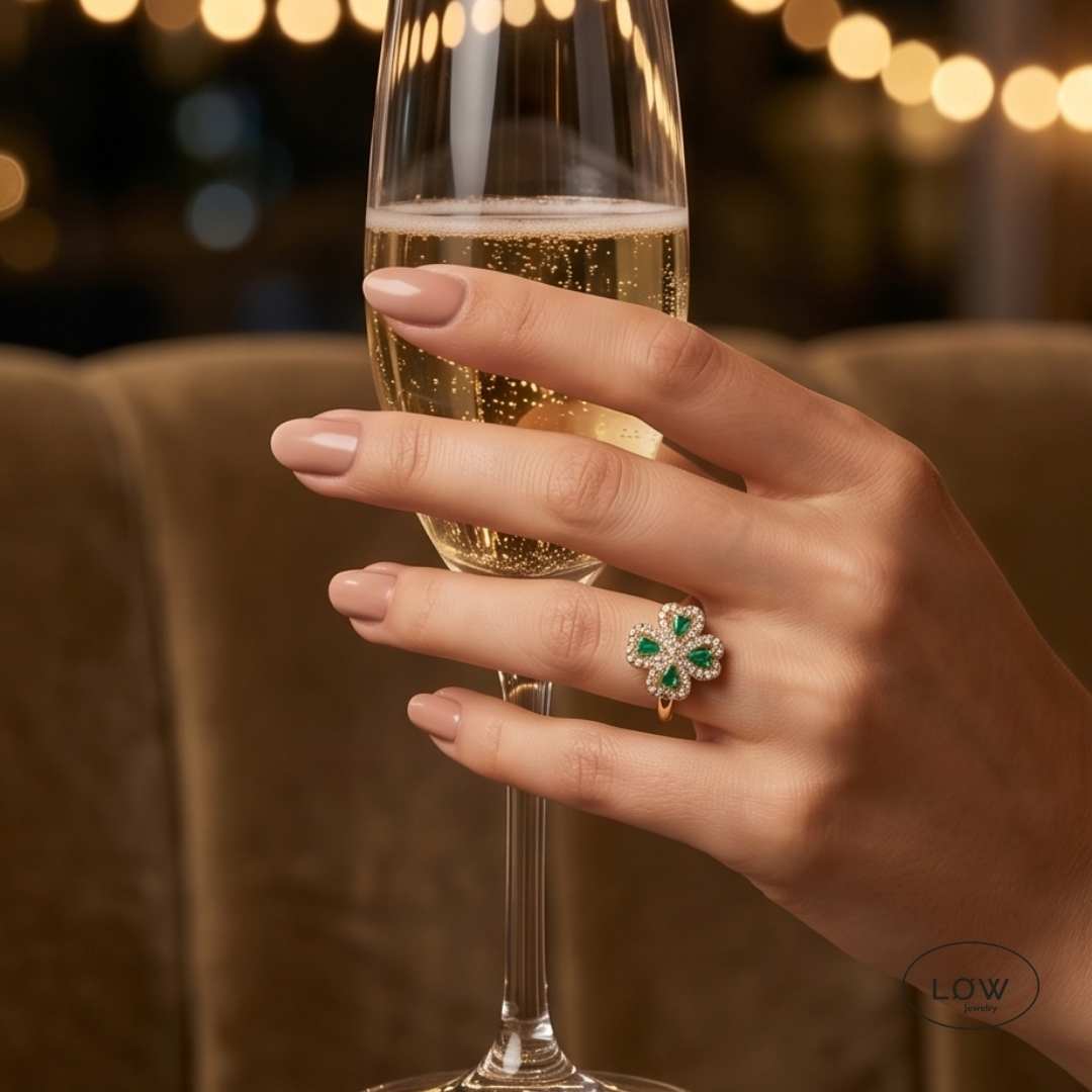 Clover Zircon Spinner Ring Gold fra LØW Jewelry fidget stress oprn ring justerbar
