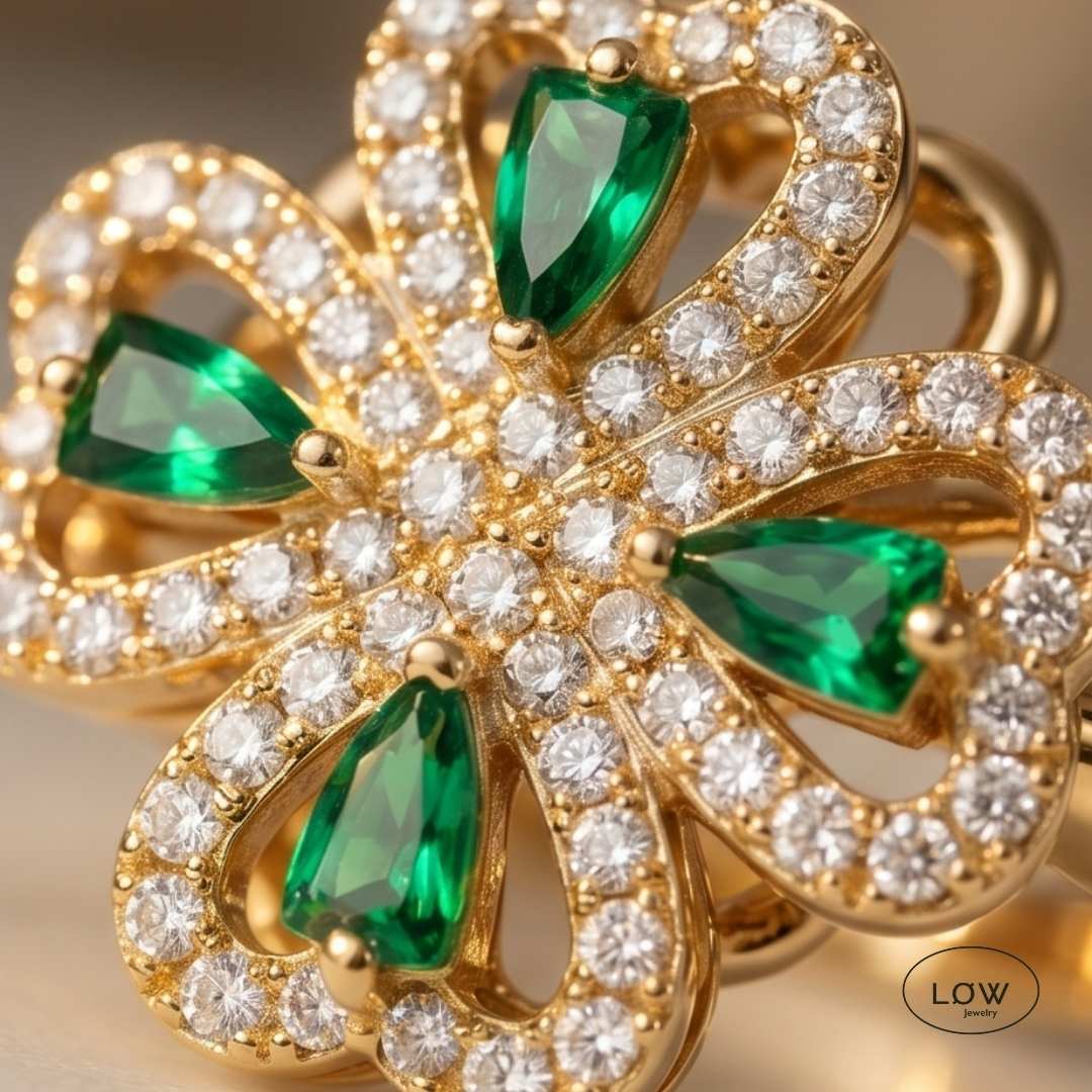 Clover Zircon Spinner Ring Gold fra LØW Jewelry fidget stress oprn ring justerbar