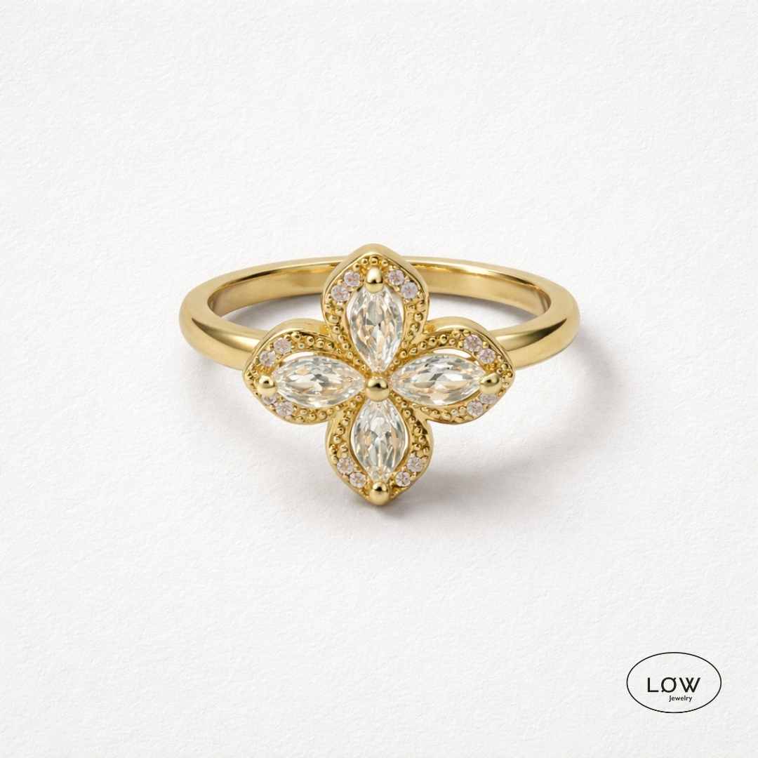 Clover Spin Stressring – justerbar open justerbar fidget ring LØW Jewelry