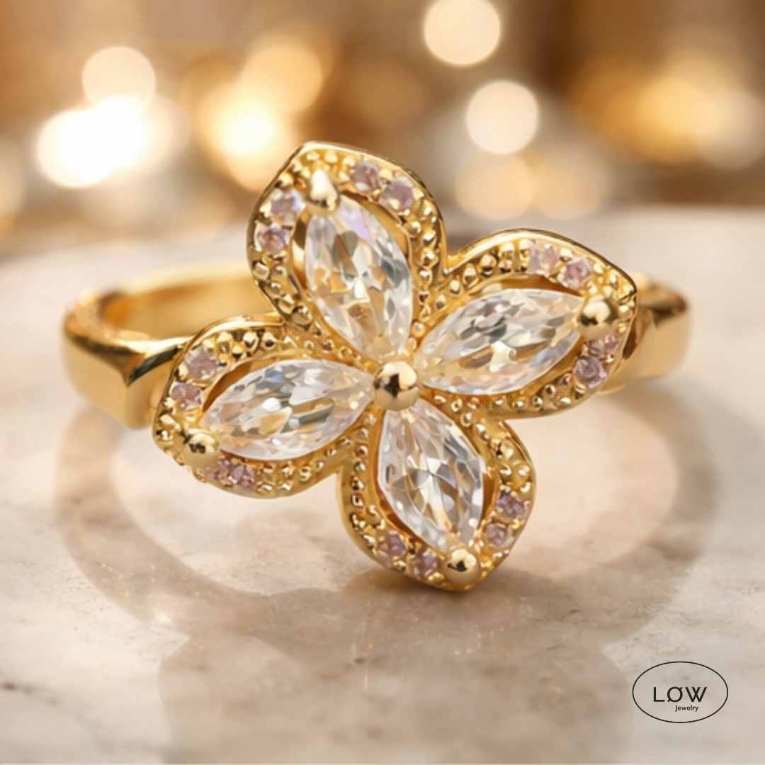 Clover Spin Stressring – justerbar open justerbar fidget ring LØW Jewelry