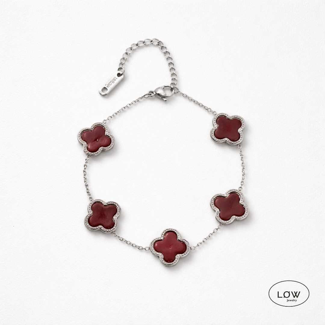 Firkløver armbånd Color Clover Bracelet – 18K White Gold fra LØW Jewelry