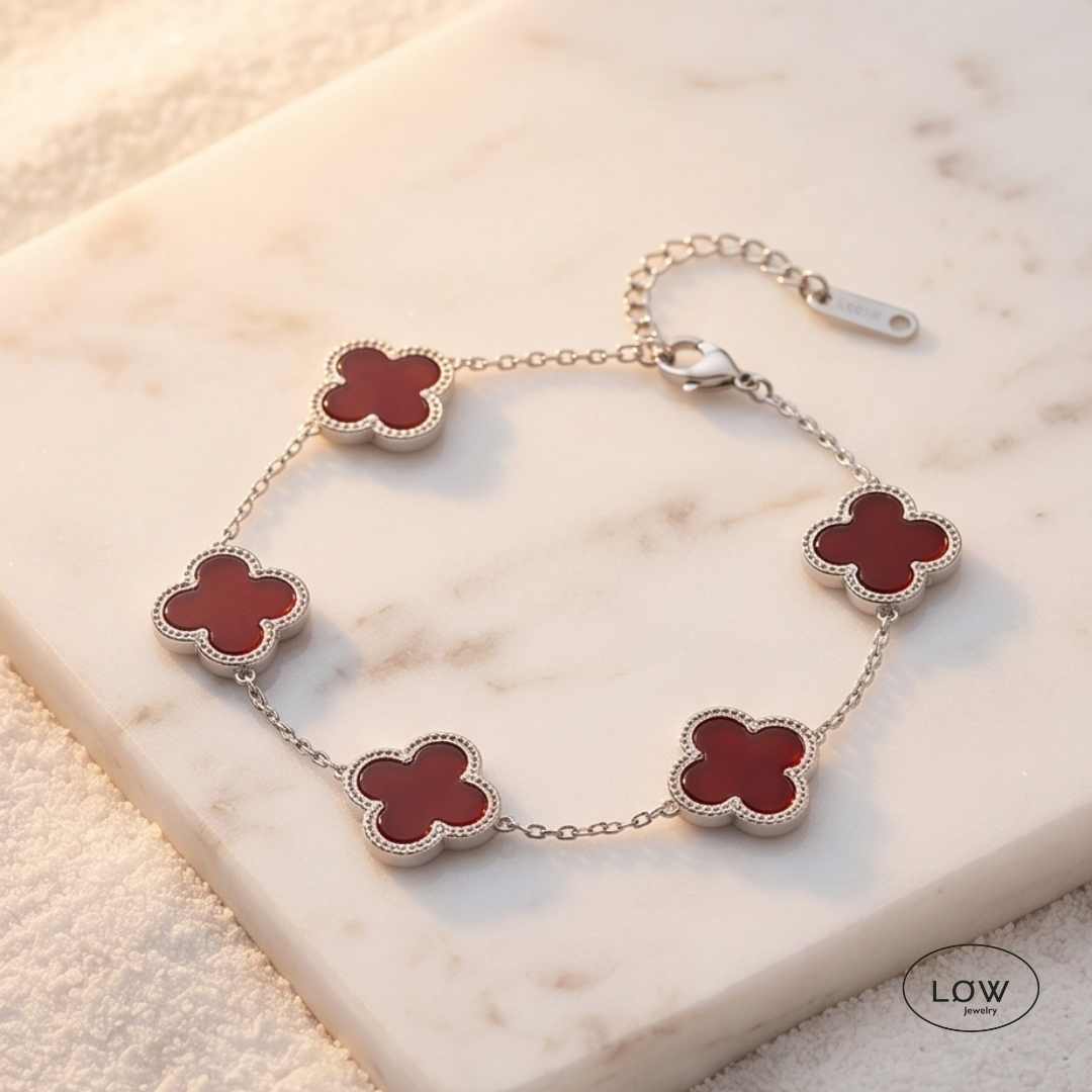 Firkløver armbånd Color Clover Bracelet – 18K White Gold fra LØW Jewelry
