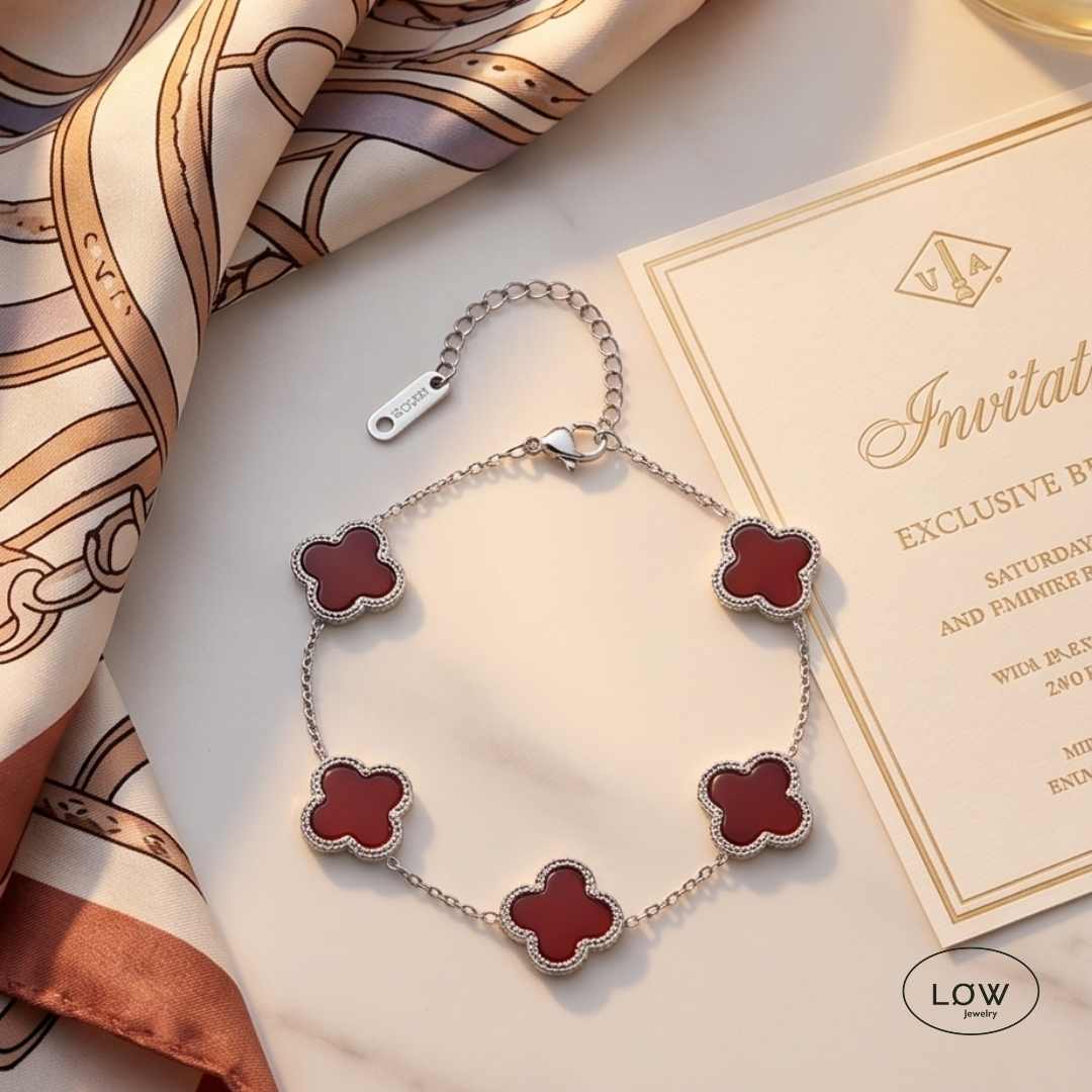 Firkløver armbånd Color Clover Bracelet – 18K White Gold fra LØW Jewelry