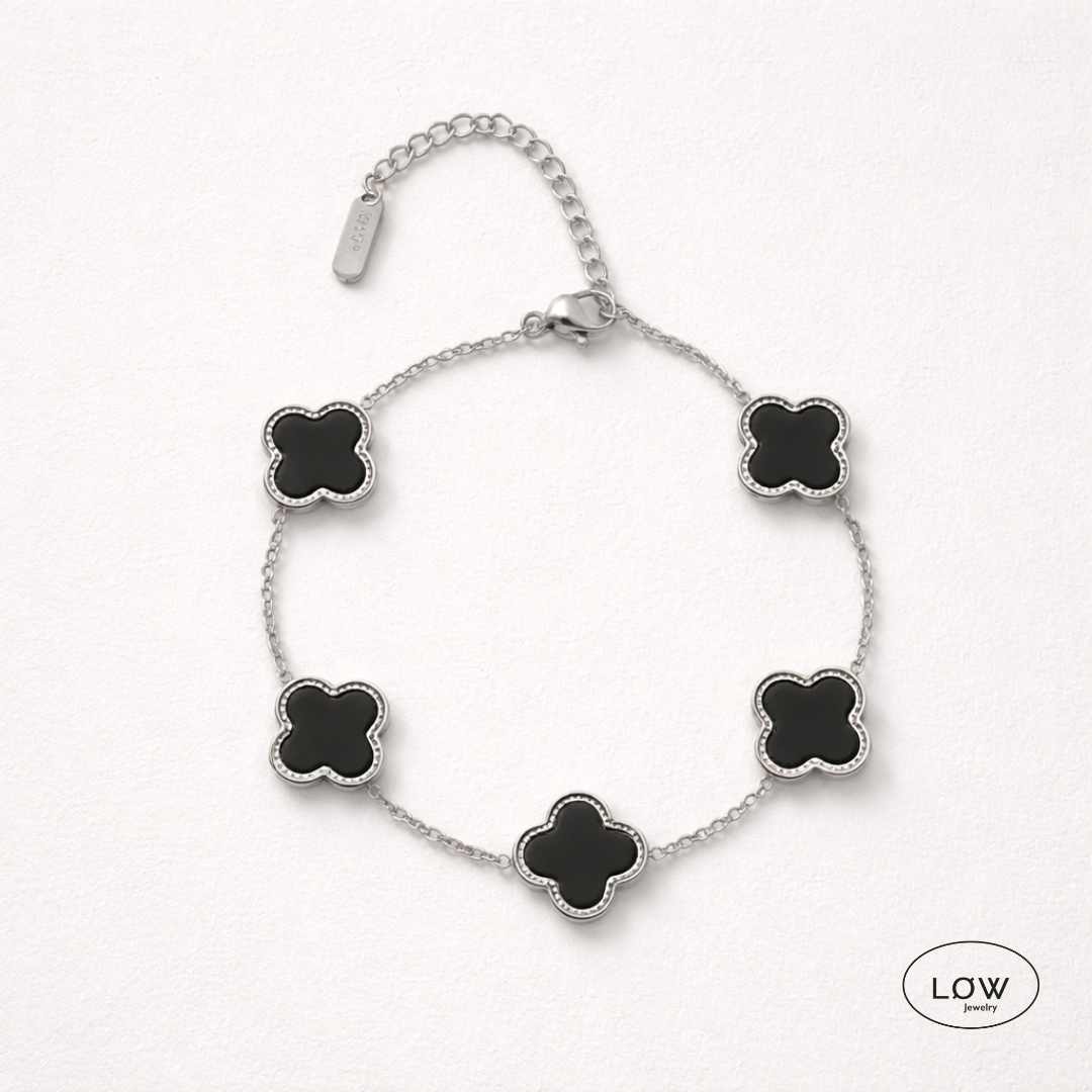 Firkløver armbånd Color Clover Bracelet – 18K White Gold fra LØW Jewelry