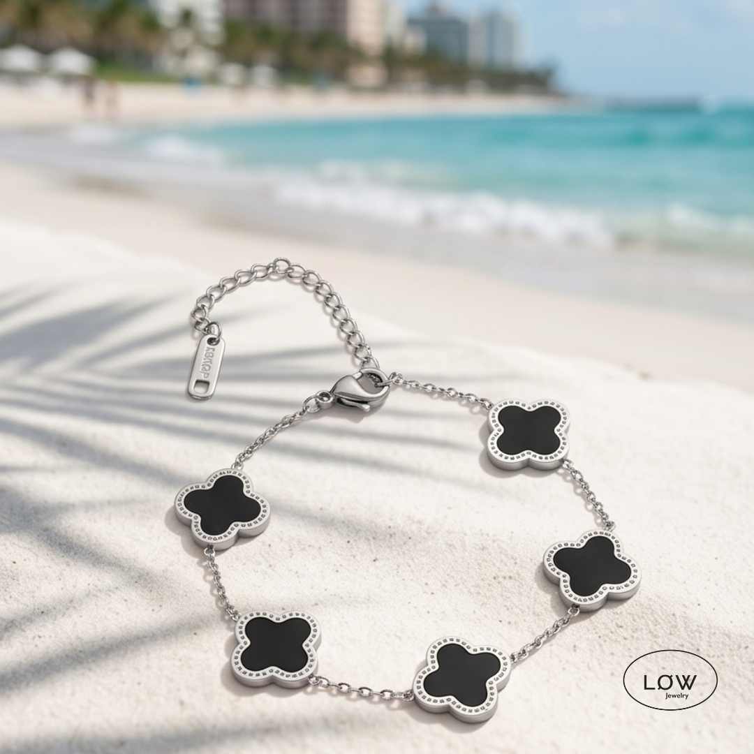 Firkløver armbånd Color Clover Bracelet – 18K White Gold fra LØW Jewelry