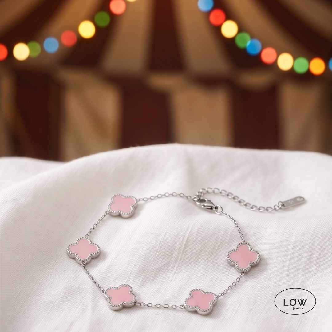 Firkløver armbånd Color Clover Bracelet – 18K White Gold fra LØW Jewelry