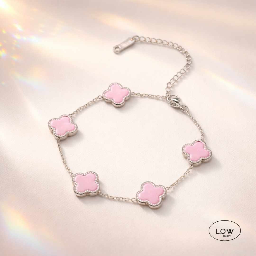 Firkløver armbånd Color Clover Bracelet – 18K White Gold fra LØW Jewelry