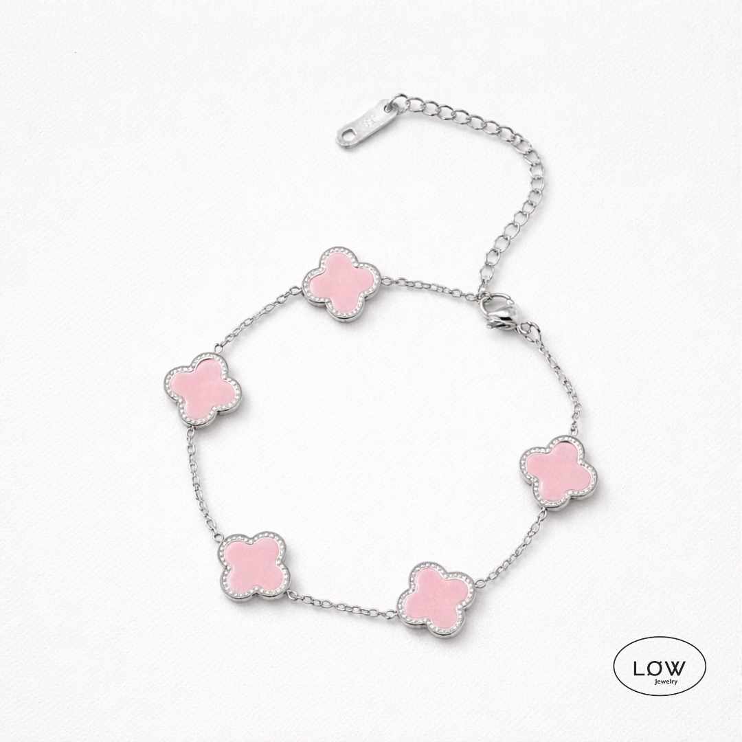 Firkløver armbånd Color Clover Bracelet – 18K White Gold fra LØW Jewelry