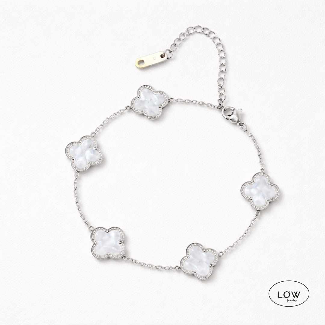 Firkløver armbånd Color Clover Bracelet – 18K White Gold fra LØW Jewelry
