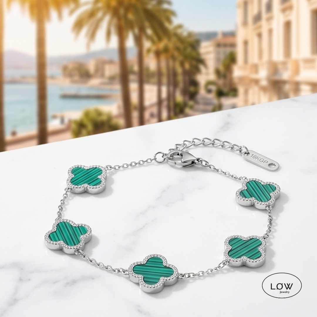 Firkløver armbånd Color Clover Bracelet – 18K White Gold fra LØW Jewelry