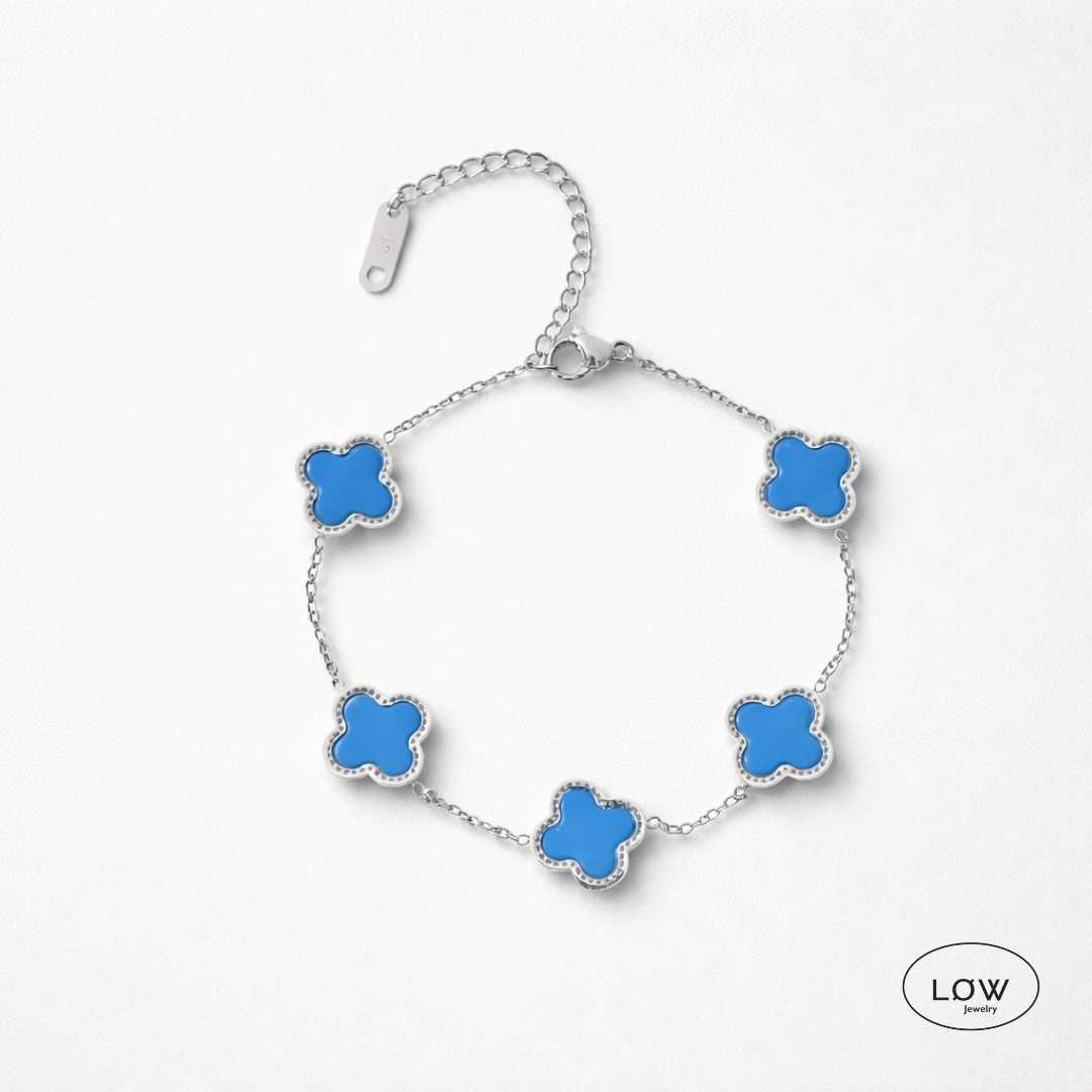 Firkløver armbånd Color Clover Bracelet – 18K White Gold fra LØW Jewelry