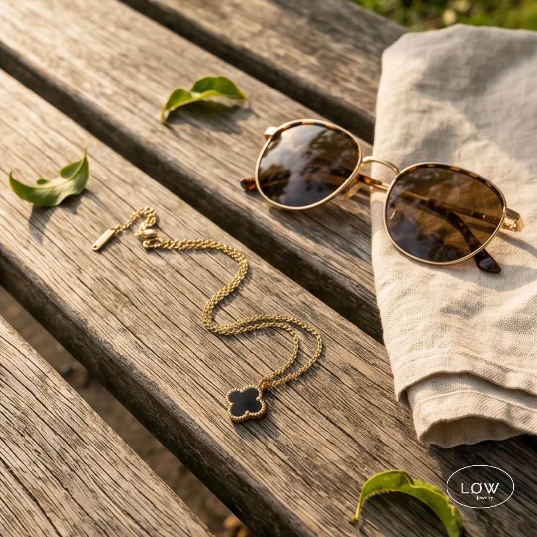 Firkløver halssmykke Color Clover Necklace – 18K Gold fra LØW Jewelry