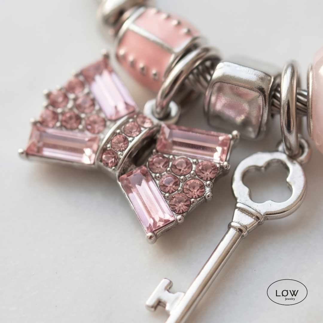 Cotton Candy Bloom Charms Bracelet Silver | Charms armbånd ferdig fylt charms armbånd LØW Jewelry