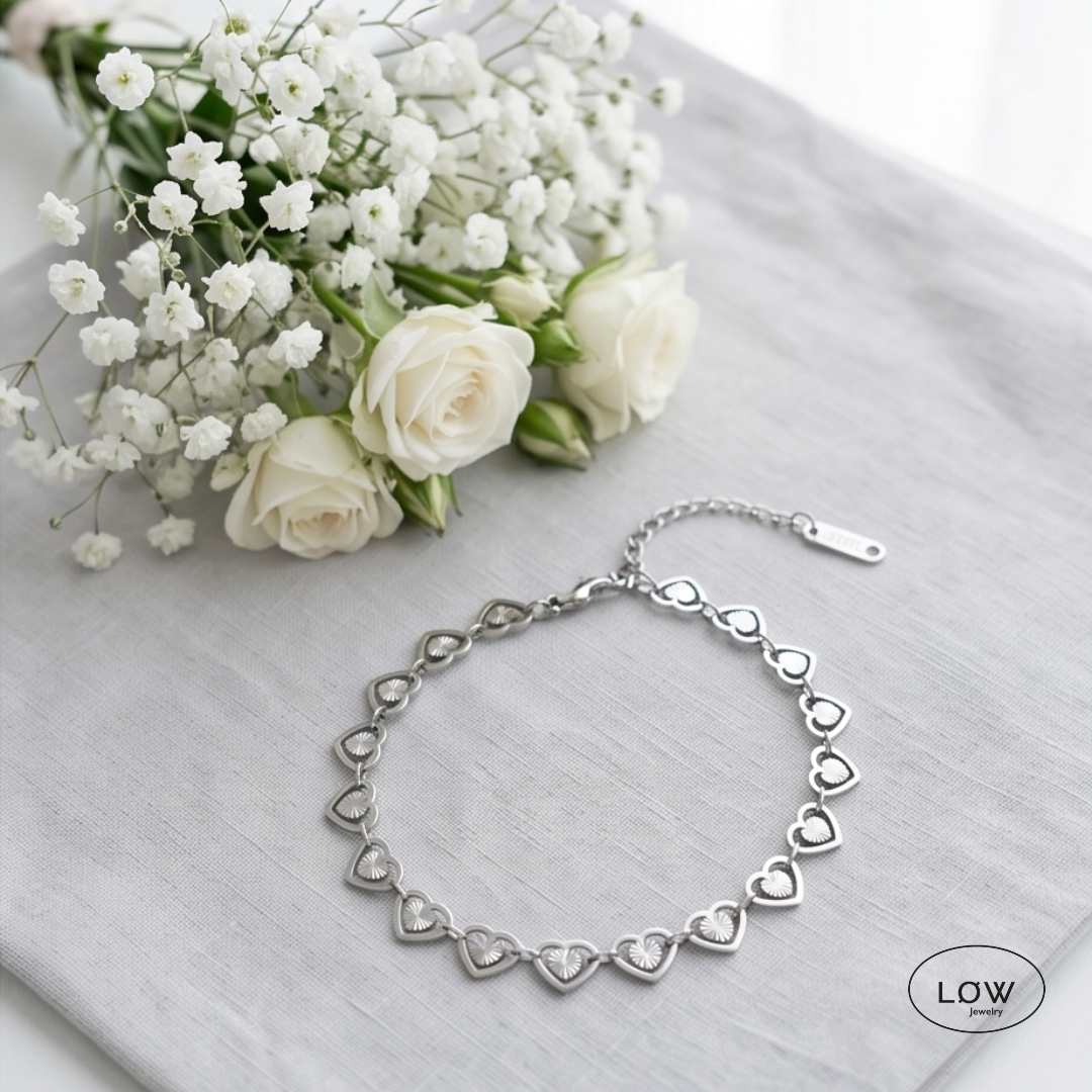 Double Heart Pendant Bracelet