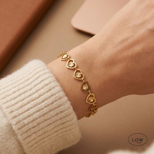 Duble Heart Pedant Bracelet gull LØW Jewelry