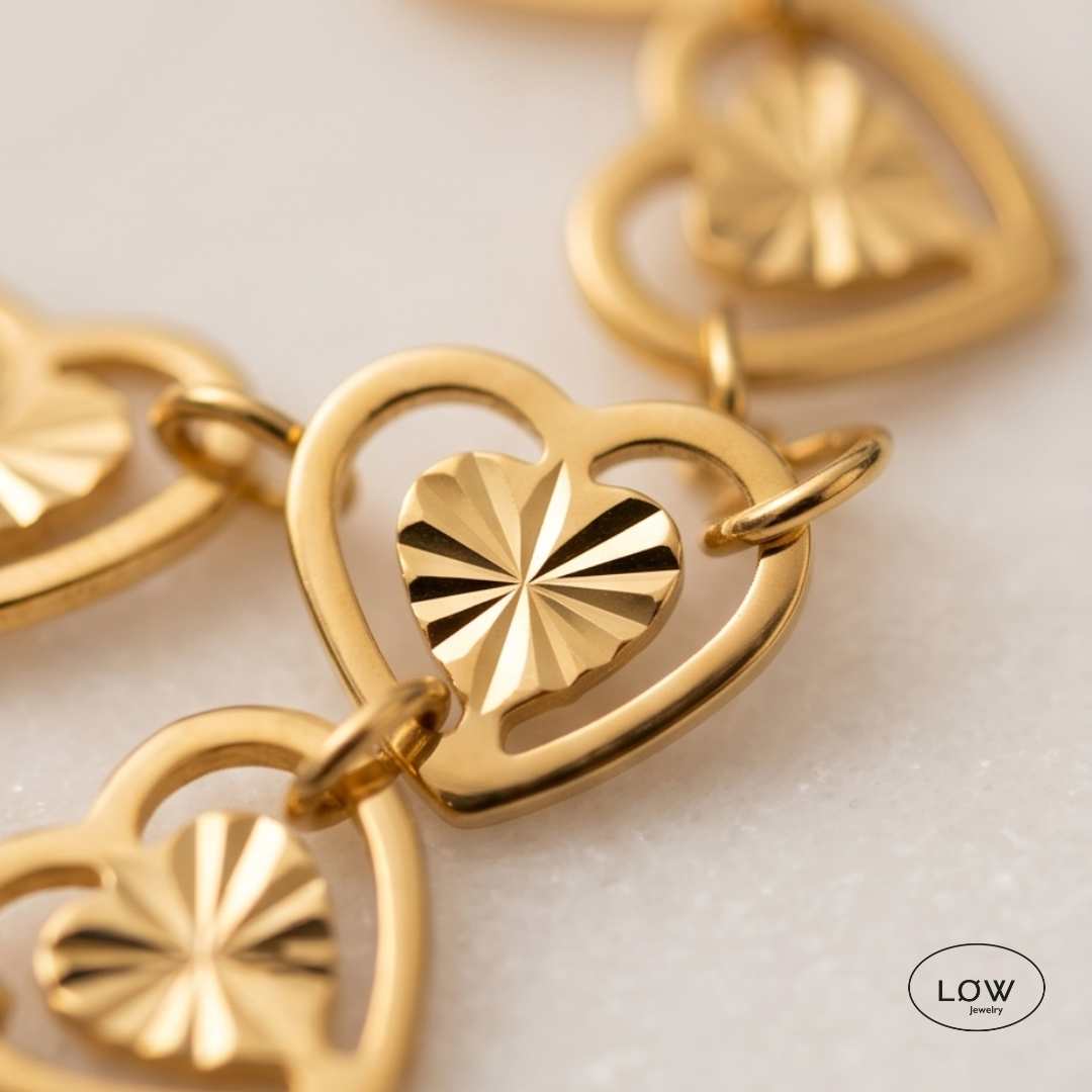 Double Heart Pendant Bracelet