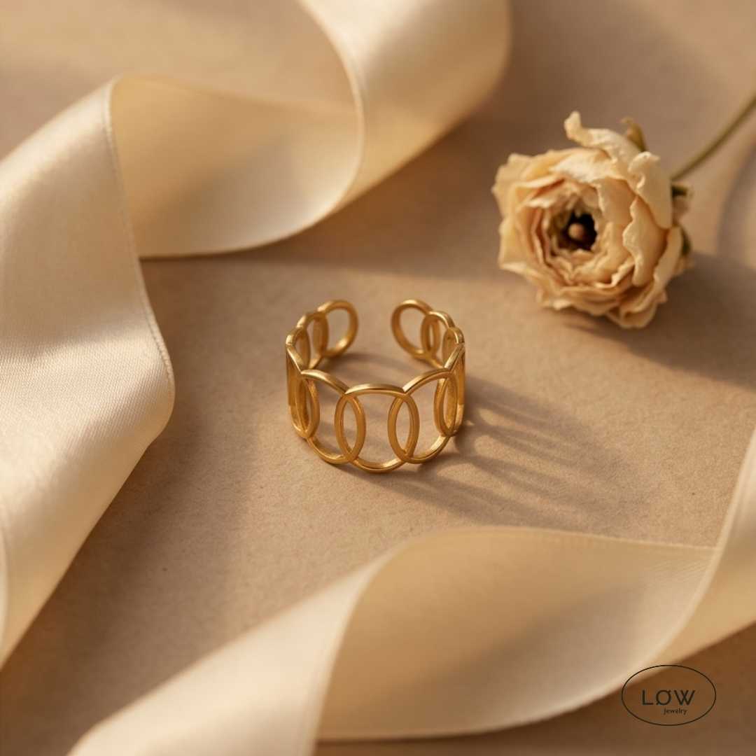 Eira Mesh Open Ring fra LØW Jewelry justerbar ring