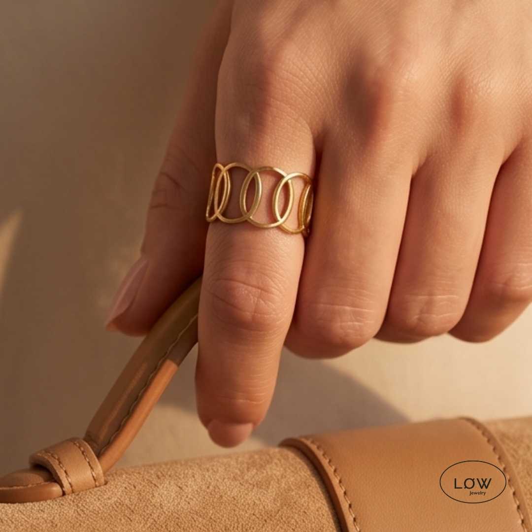 Eira Mesh Open Ring fra LØW Jewelry justerbar ring