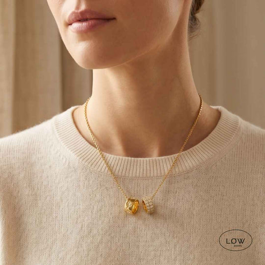 Eternal Duo Zircona Gold fra LØW Jewelry rustfritt stål belagt med 18K gull