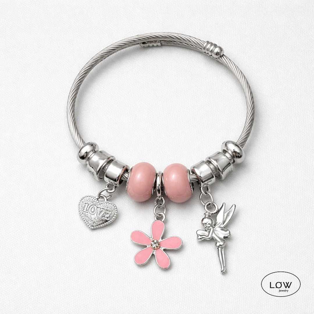 Charms armbånd ferdig fylt LØW Jewelry Fantasy Charm Bracelet LØW Jewelry Rosa