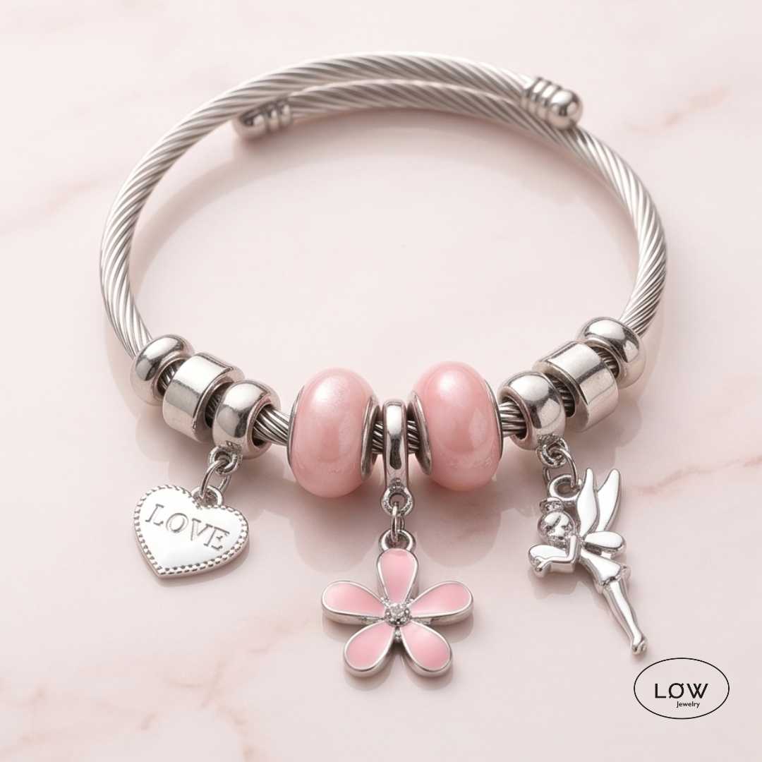 Charms armbånd ferdig fylt LØW Jewelry Fantasy Charm Bracelet LØW Jewelry Rosa