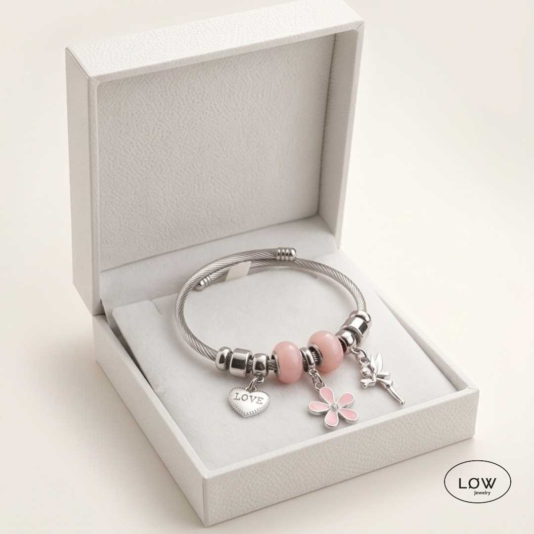 Charms armbånd ferdig fylt LØW Jewelry Fantasy Charm Bracelet LØW Jewelry Rosa