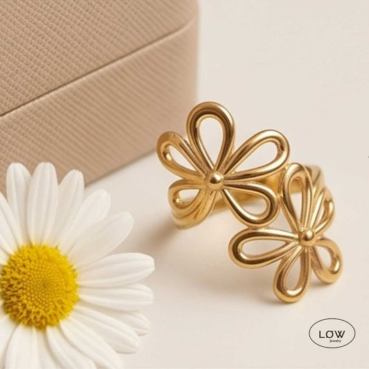 Floréa Bloom Open Ring Gold fra LØW Jewelry justerbar