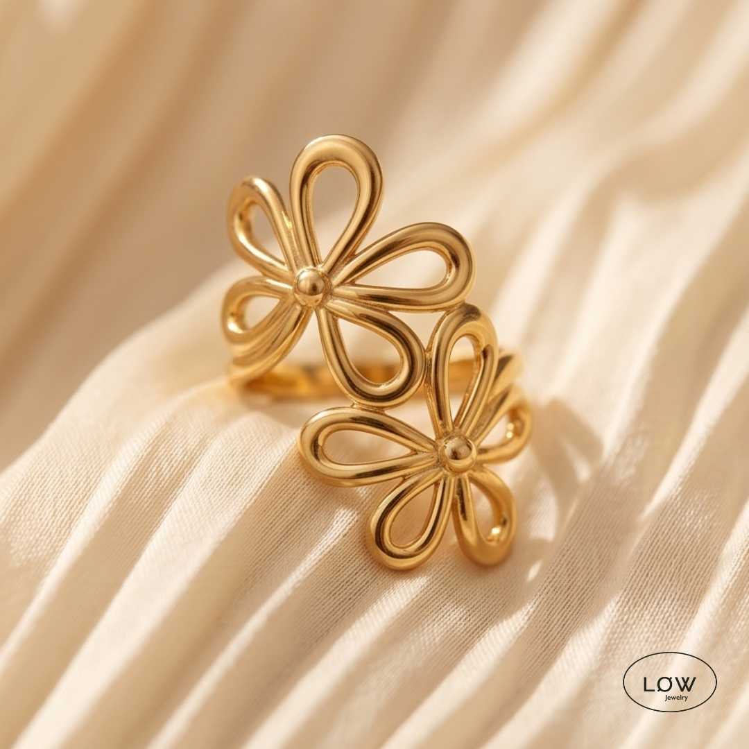 Floréa Bloom Open Ring Gold fra LØW Jewelry justerbar