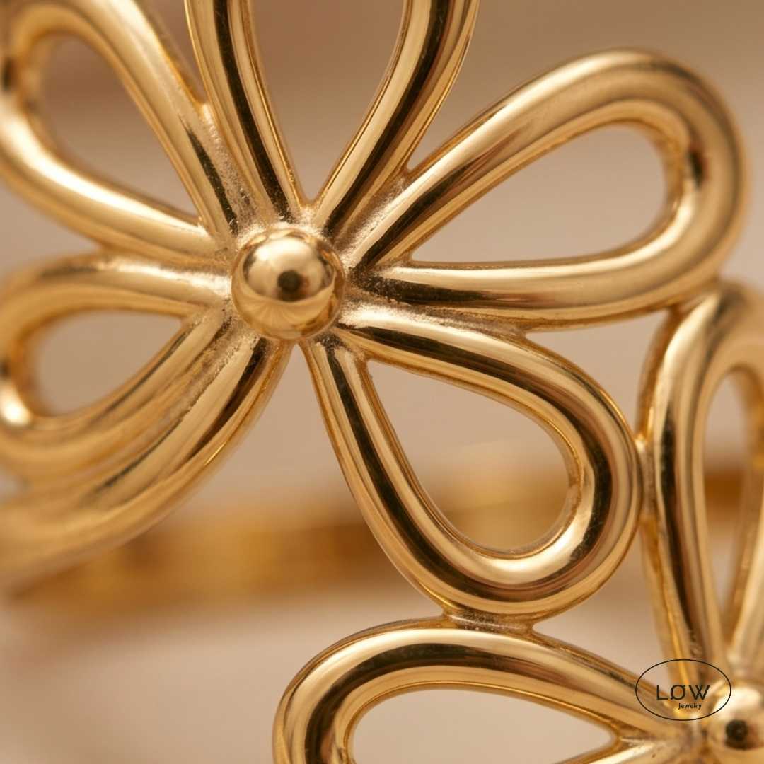 Floréa Bloom Open Ring Gold fra LØW Jewelry justerbar