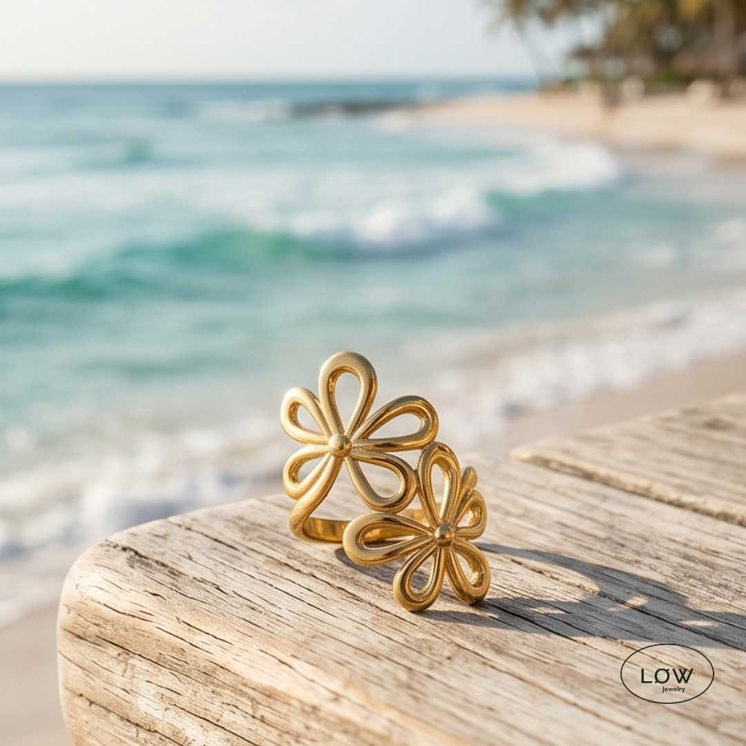 Floréa Bloom Open Ring Gold fra LØW Jewelry justerbar